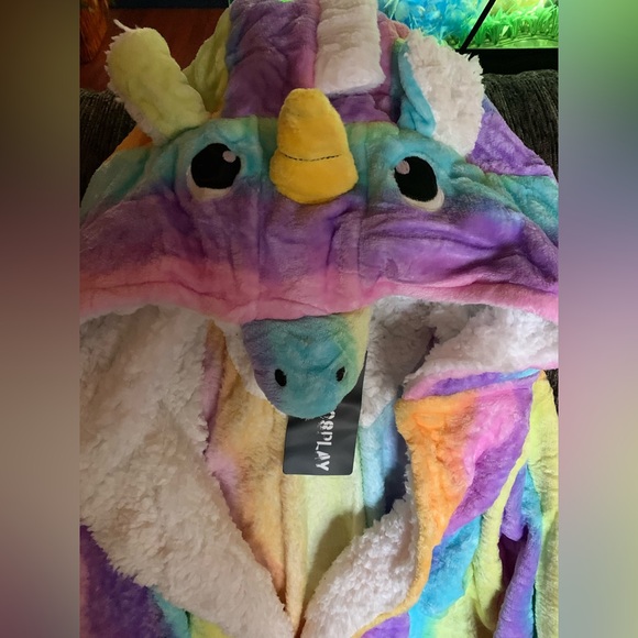 Unicorn Girls Fleece Hooded Robe - Picture 4 of 8